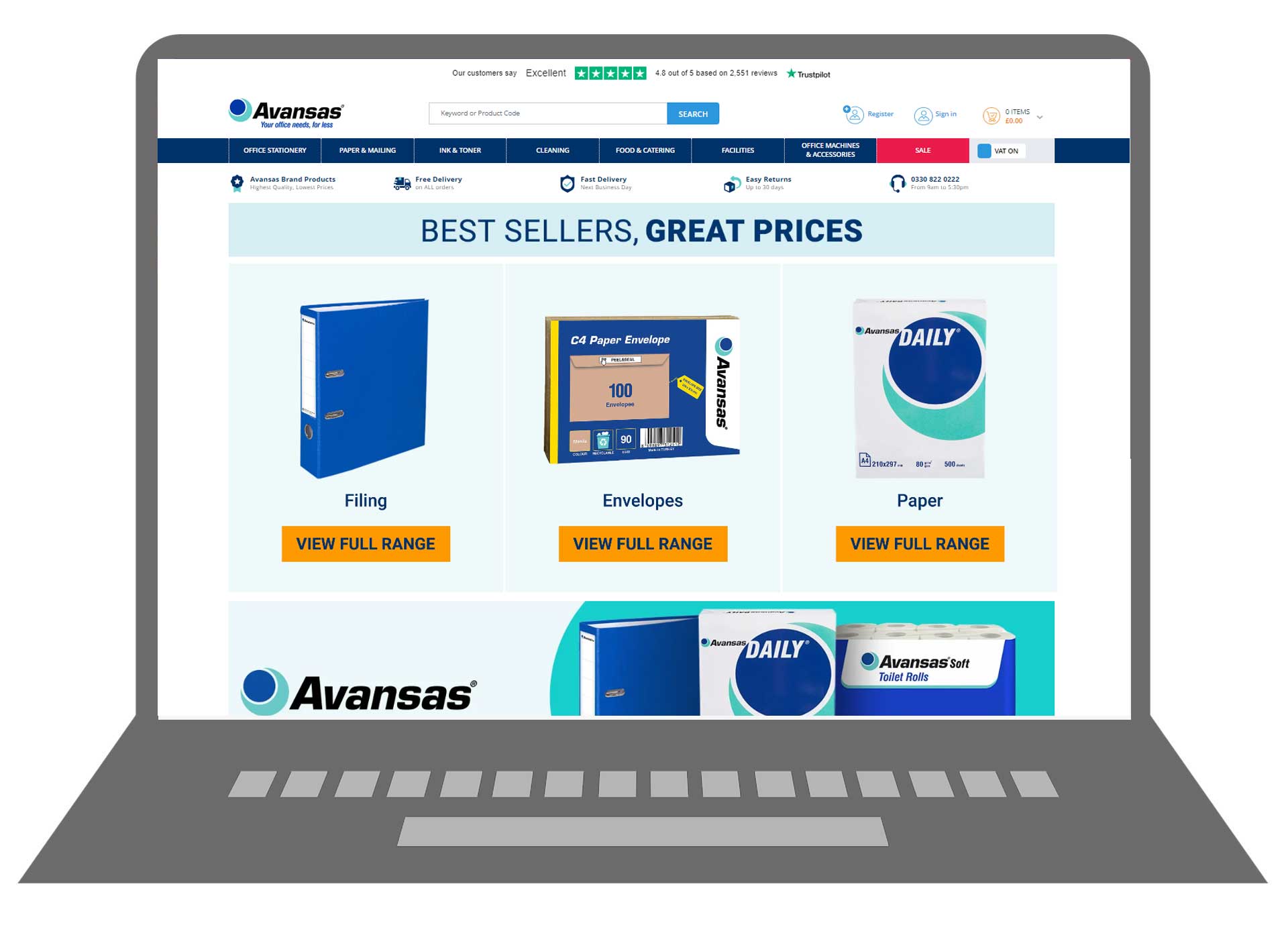 Avansas website screenshot