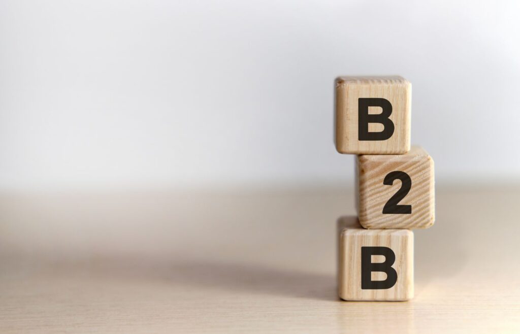 shows scrabble letters of B2B on top of each other