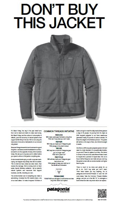 shows a grey jumper from Patagonia - 30 content marketing examples